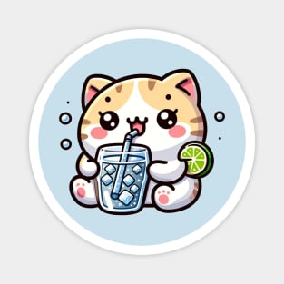 cute cat drinking soda Magnet